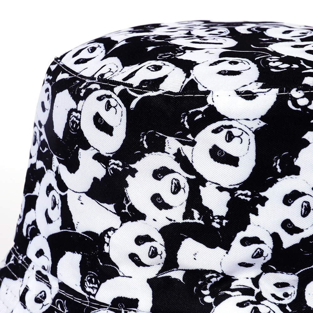 Nuevo sombrero de pescador impreso verano lindo panda sombrero de pescador nuevo sombrero de cuenca de doble cara sombrero casual sombrero de protección solar para hombres