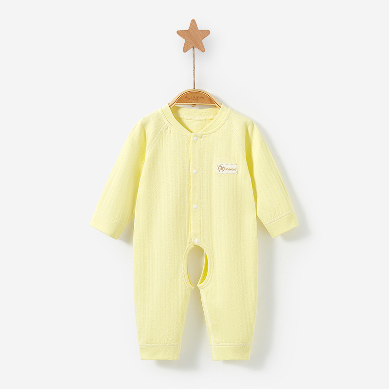 Mono para bebé para primavera, otoño e invierno, ropa de dormir unisex, pelele de algodón puro con abertura en la entrepierna, ropa para recién nacido.