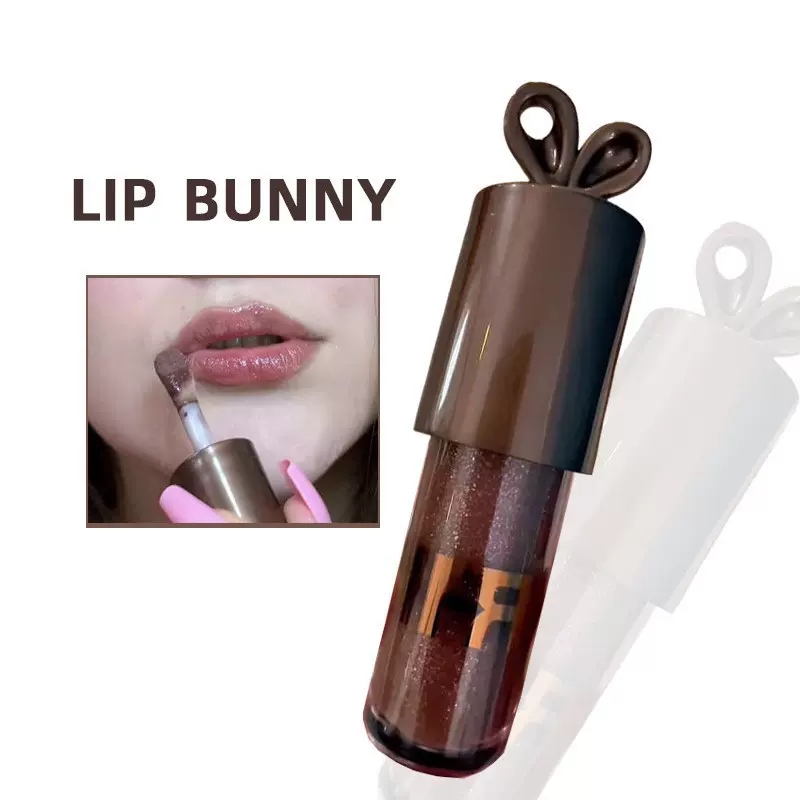 巴西爆款小兔子黑管唇蜜lipbunny唇彩细闪唇釉巧克力色跨境彩妆