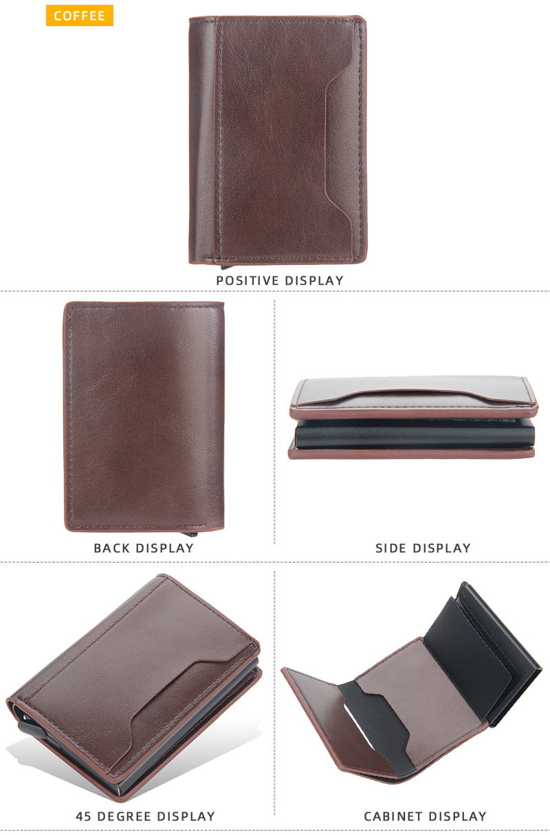 Baellerry Men's Aluminum Box Anti-magnetic And Anti-theft Card Holder Rfid Short Automatic Card Type Female Card Holder_voghion.com
