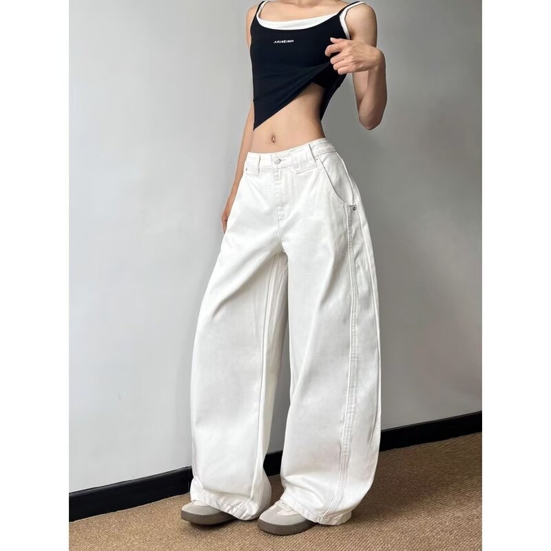 American Retro Loose-Fitting Slimming Lazy Boyfriend Style Jeans for Men 2026 New Straight Loose Floor-Length Wide-Leg Pants