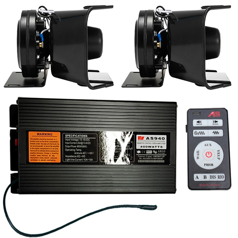 Car-mounted wireless alarm system, 400W high-power loudspeaker, high-frequency amplifier, AS940F + Black Falcon speaker
