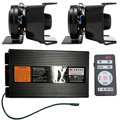 Car-mounted wireless alarm system, 400W high-power loudspeaker, high-frequency amplifier, AS940F + Black Falcon speaker