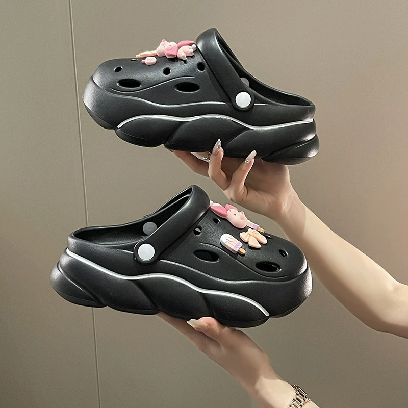 Платформенные сабо в стиле Crocs, съёмные мультяшные украшения, ультра‑мягкие, противоскользящие, с подъёмом (жен.)