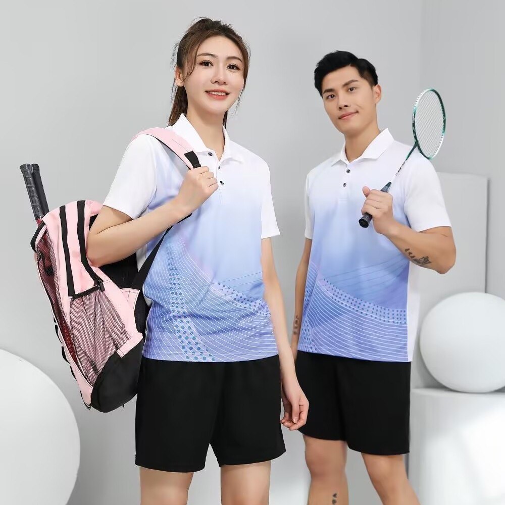 2026 New Style Lapel Short-Sleeved Quick-Drying Sports Suit for Men and Women Running Clothing Competition Sports Training Clothing Badminton Clothing
