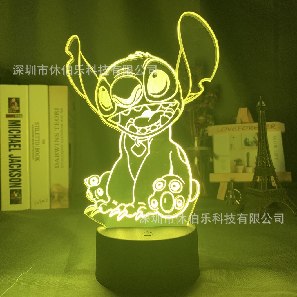 Stitch 3D noche luz colorida táctil control remoto nuevo creativo USB dormitorio escritorio atmósfera lámpara de mesa LED regalo