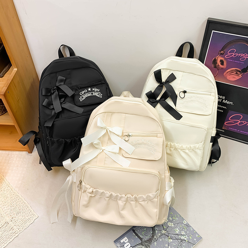 ins 日本のかわいいリボンランドセル女性のための見栄えの良いかわいいリボンバックパックニッチガールフレンドバックパック|undefined