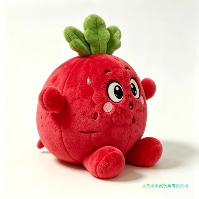 Customized cute carrot plush toy, soft round red vegetable plush doll, adorable plush