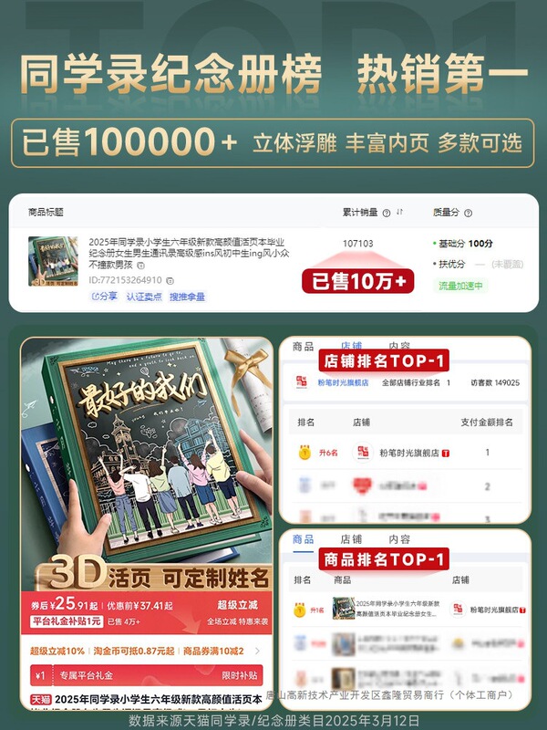 2026 Yearbook for Sixth-Grade Elementary School Students, New Stylish Loose-Leaf Graduation Memory Book for Both Girls and Boys
