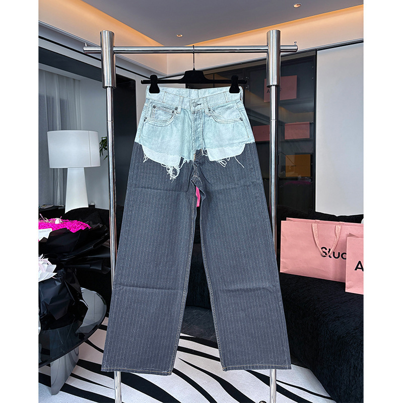 Shenzhen Nanyou Authentic Version Ac+1981M3D Printed Striped Suit with Fake Two-Piece Design, Loose Fit, Slimming Straight-Leg Jeans