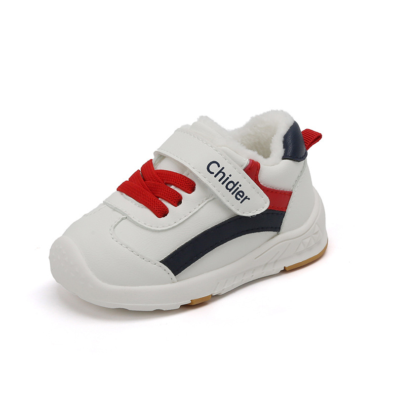 Invierno nuevos hombres y mujeres de fondo suave zapatos de niño bebé zapatos blancos forrados de lana zapatos de tablero caliente dos algodón entrega de una sola pieza