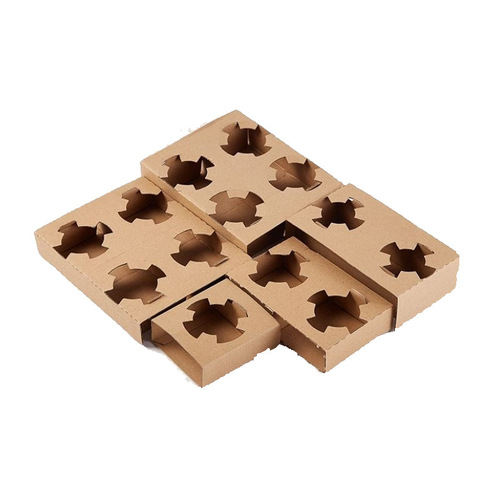Disposable kraft corrugated paper cup holder, milk tea paper cup, takeaway packaged cup holder, two cups, four cup holders, 50 pcs
