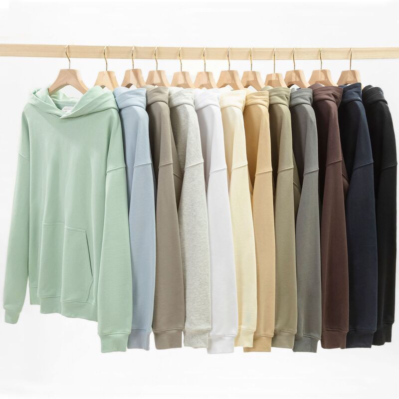 Fall/winter new blockbuster 380g combed cotton hooded sweater men's and women's tide brand solid color large terry loose hoodie