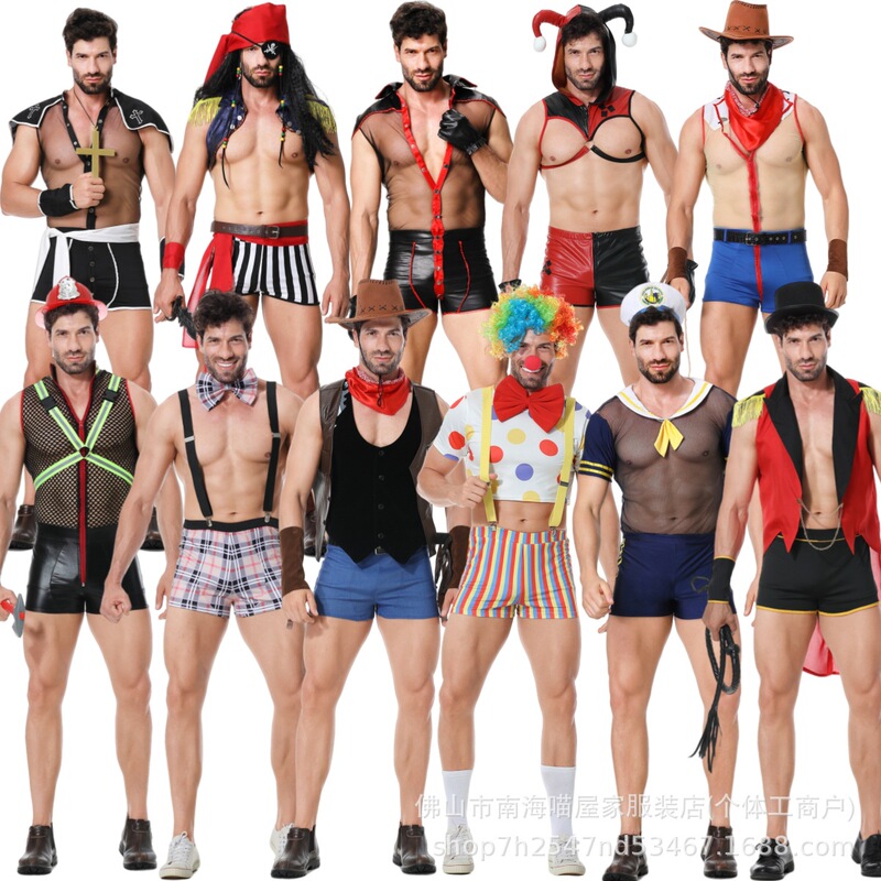 European and American Sexy Uniforms, Sexy Male Navy Cowboy Nightclub Bar Role-Playing Stage Performance Halloween Costumes