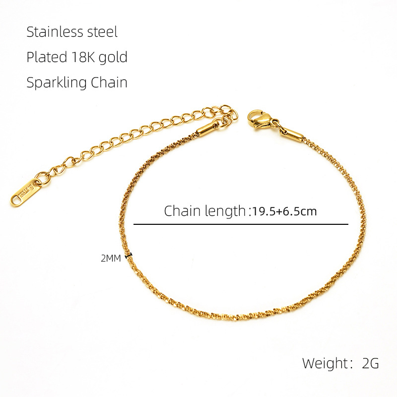 Europa, América, Francia, nuevo estilo ondulado chapa de acero chapada de oro de acero inoxidable moda de extensión de cadena de cola de tobillas de mujer