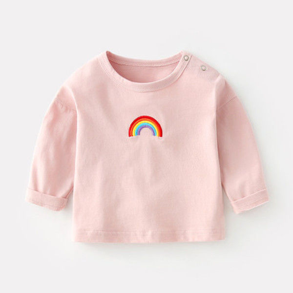赤ちゃんの春と秋のtシャツの長袖の純綿はかわいいです。