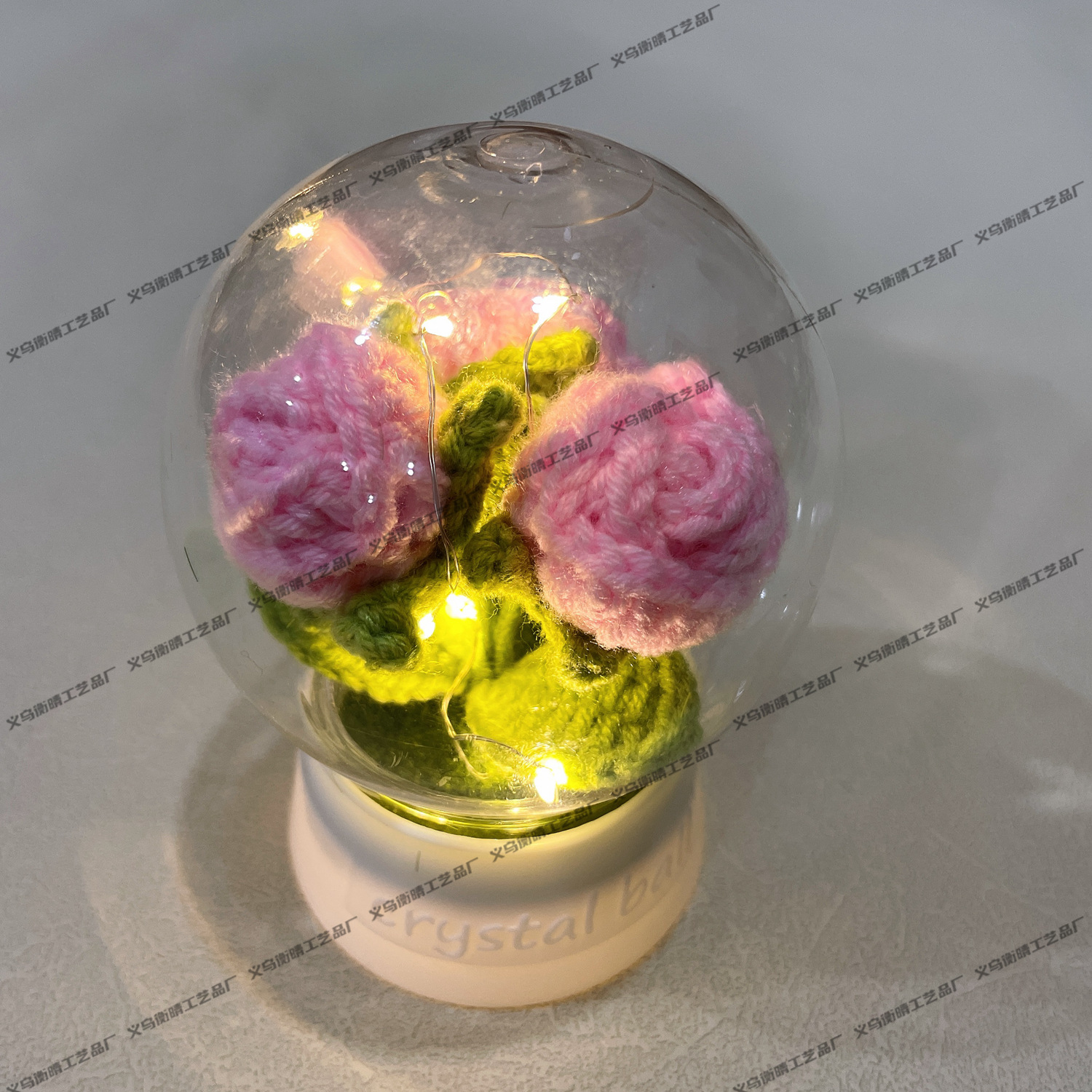 [야간 조명] 핑크 장미 수정구슬 3개