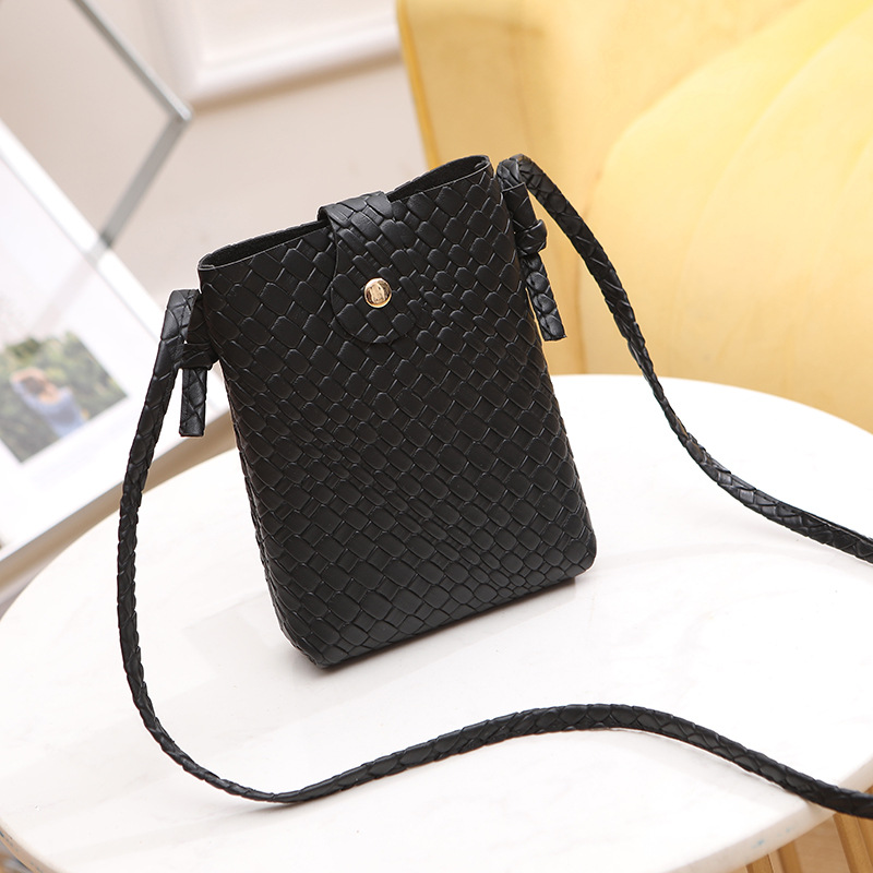 跨境小包包2025新款韩版大屏手机包女竖款编织皮单肩斜挎包零钱袋