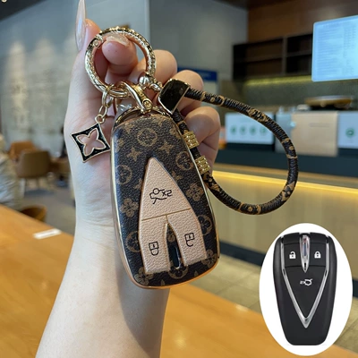 Xt/Dt Key Cover Benben: Car key bag - type-c-3-button-key-cover-light-luxury-leather-rope