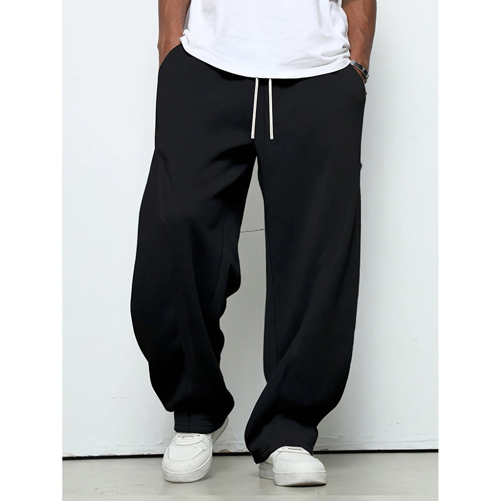 Pantalon décontracté pour homme, collection printemps-automne, coupe droite, style sport, jambes larges et longues._voghion.com