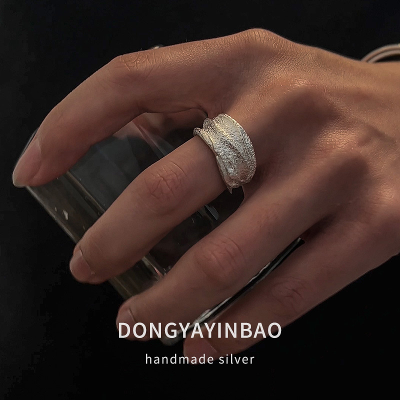 Small group all body S pure silver ring "White Burnt" frosted male couple ring, 2023 new trend_voghion.com
