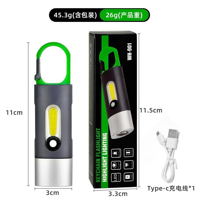 Mini multifuncional al aire libre portátil impermeable camping iluminación fuerte luz linterna recargable portátil llavero linterna