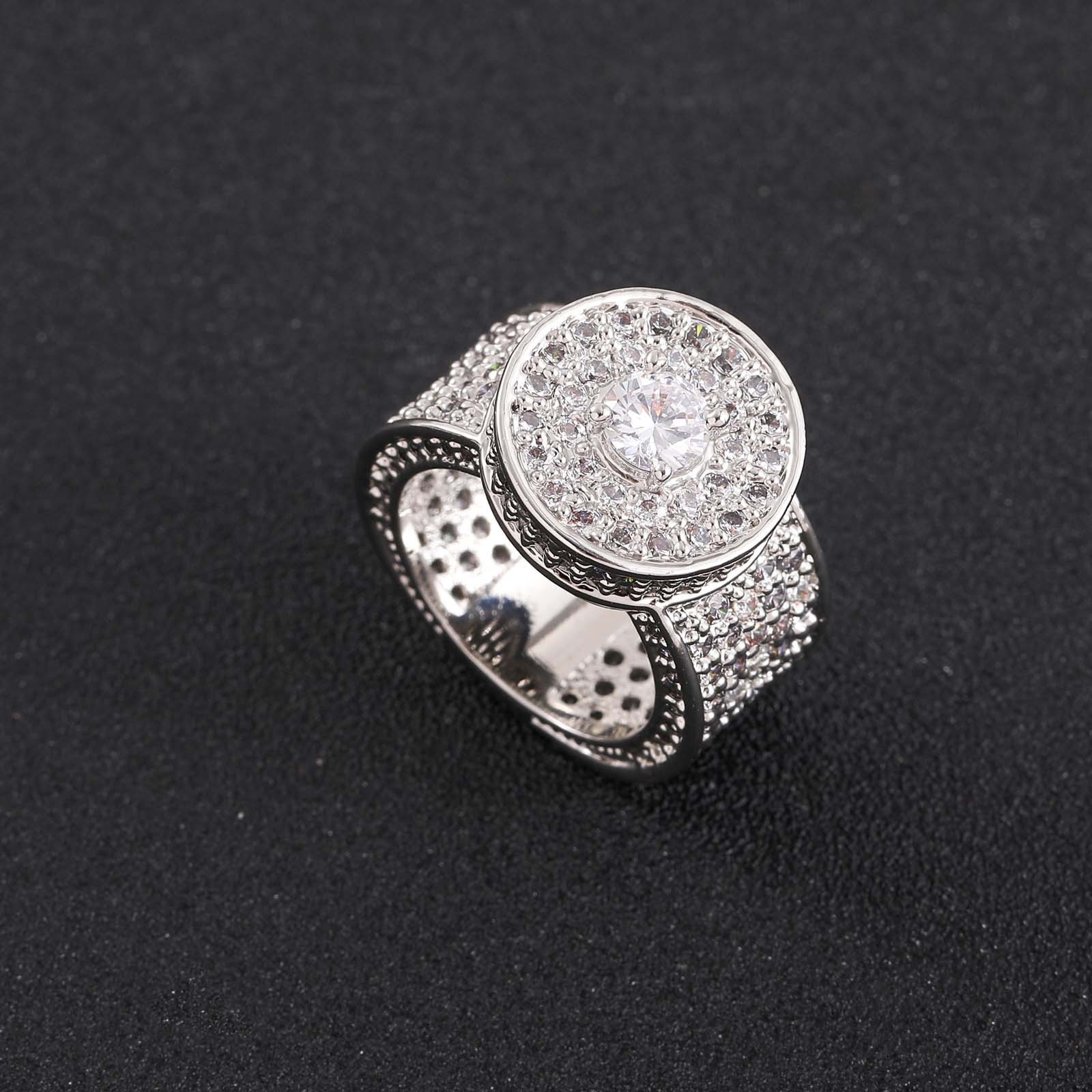copper fashionable ring with zircon hip-hop style