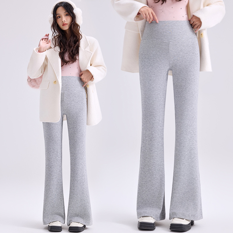 Maternity Pants Autumn and Winter Fashion Casual Outerwear Fleece Flared Pants Integrated Belly Support High Elasticity Slim Fit Maternity Wear