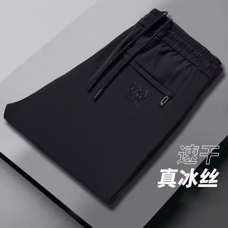 Ice Silk Business Men's Casual Pants Elastic Thin Sports Pants Trendy Men's Quick-Drying Pants Loose Straight Pants