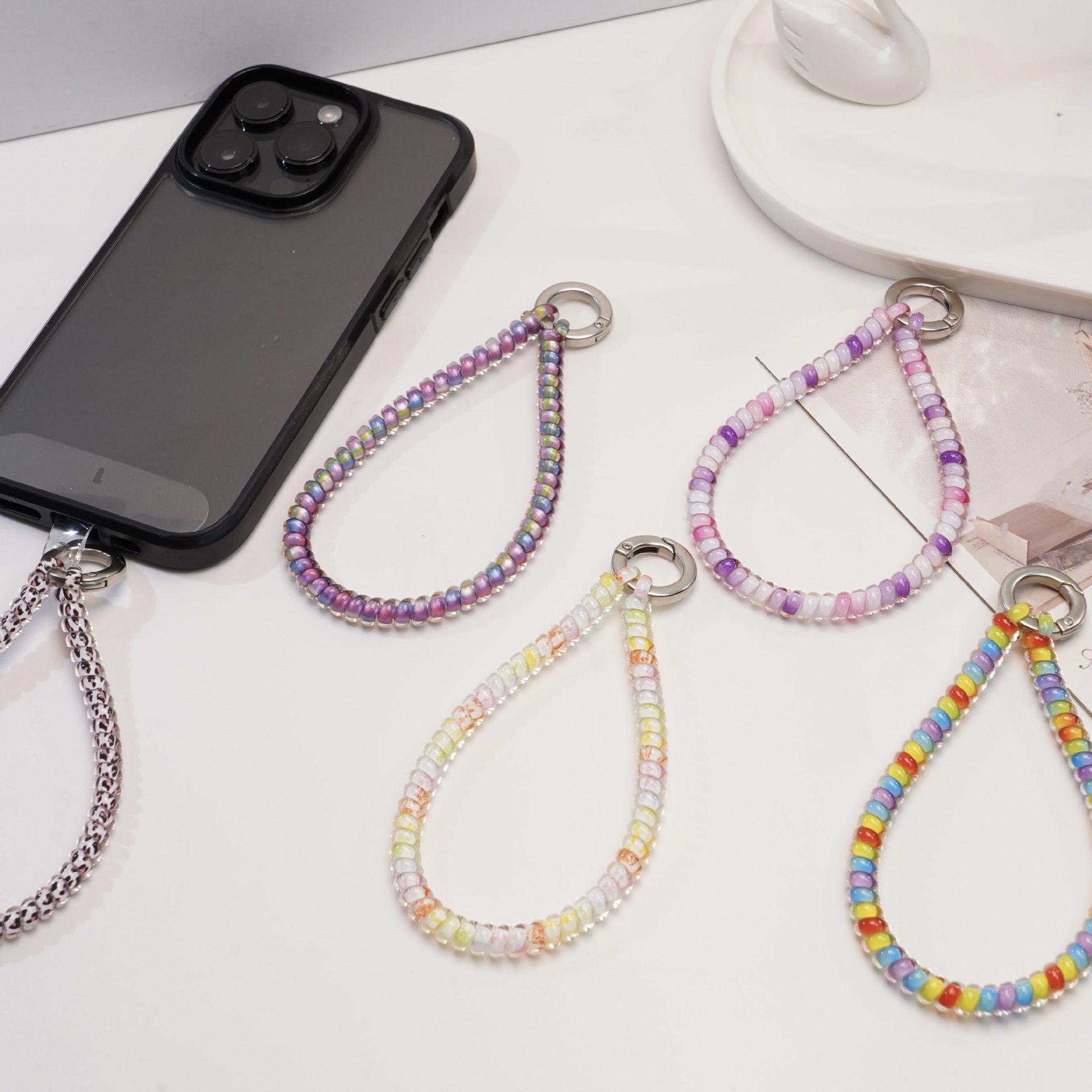 Tpu Dopamine Phone Strap Mobile Phone Chain Fresh Handmade High-Elasticity Phone Charm High-End Phone Chain Lanyard