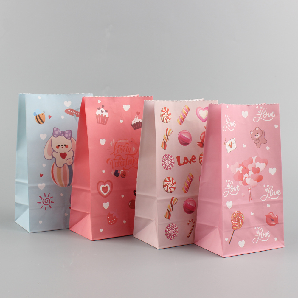 现货供应彩色牛皮纸平口礼品打包袋情人节礼物包装送礼亚马逊跨境