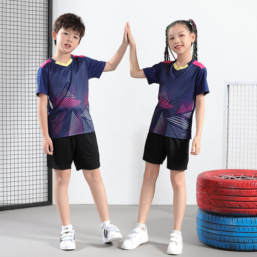 New Children's Badminton Set Spring Boys and Girls Table Tennis Quick-Dry Sports Short-Sleeve Volleyball Clothing