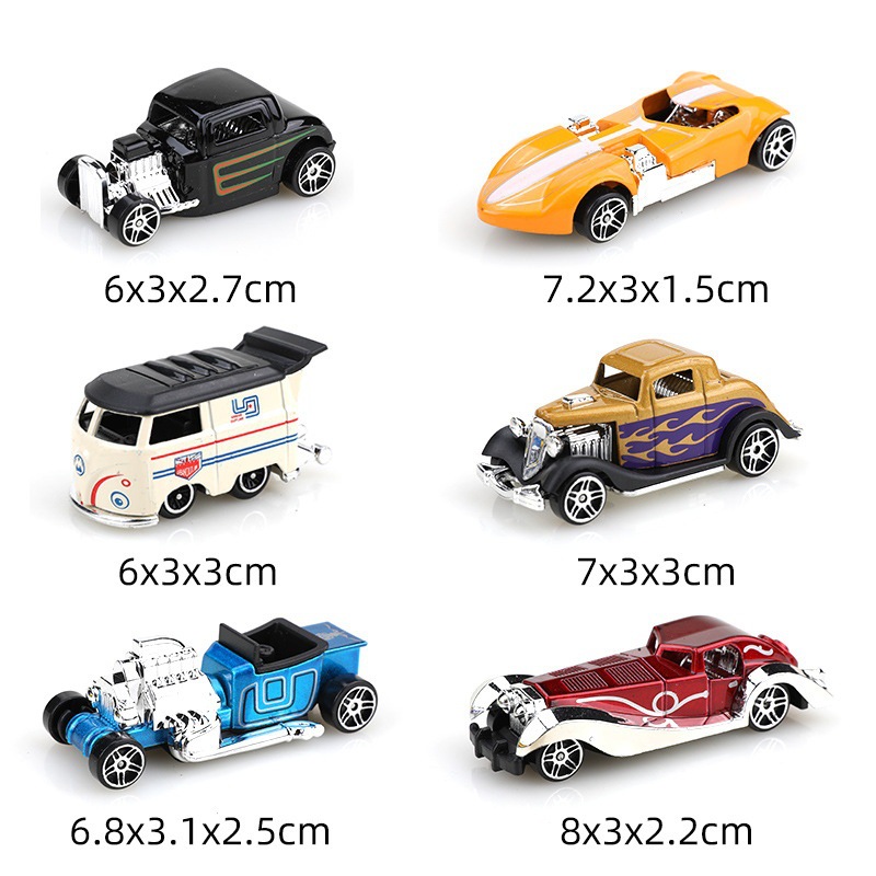 모델 B 합금 슬라이딩 레트로 클래식 자동차 [6개 패키지, 6개 복수 구매,]