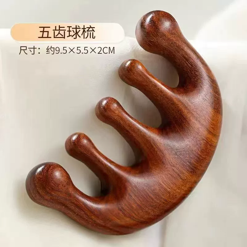Производитель массажной расчески из sandalwood, древесная расческа из зеленого сандалового дерева с пятью зубьями, массажная головка из розового дерева, производитель меридиановой расчески