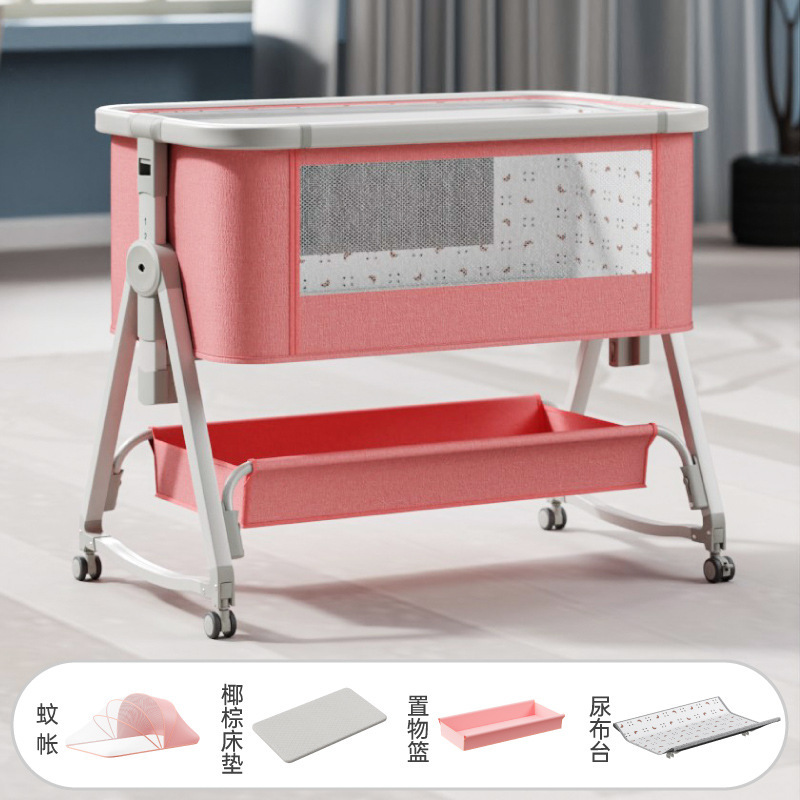 Recién nacido costura gran cama madera grano bebé cuna cama móvil portátil BB cama multifuncional bebé cuna