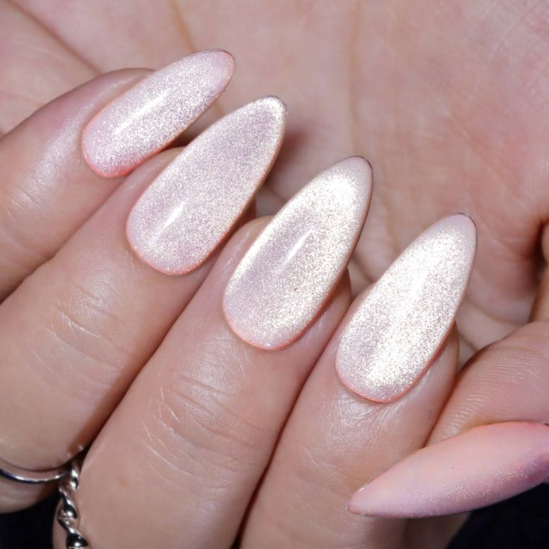 24 Pieces of Beautiful Pearlescent Shiny Money Water Pink Cat Eye Wearable Nails with Good Texture Cross-Border Ins 24 Pieces of Beautiful Pearlescent Shiny Money Water Pink Cat Eye Wearable Nails with Good Texture Cross-Border Ins