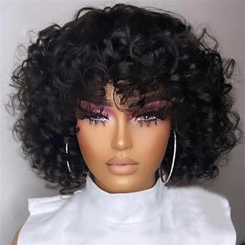 European and American Small Curly African Women's Wigs Short Curly Hair Fluffy Explosive Chemical Fiber High Temperature Silk Black Headgear Manufacturer Wholesale European and American Small Curly African Women's Wigs Short Curly Hair Fluffy Explosive Chemical Fiber High Temperature Silk Black Headgear Manufacturer Wholesale