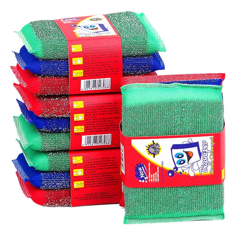 Entrega de una sola pieza de acero paño de lavado Rey cocina hogar bloque de limpieza de acero inoxidable olla de lavado bloque de esponja de lavado