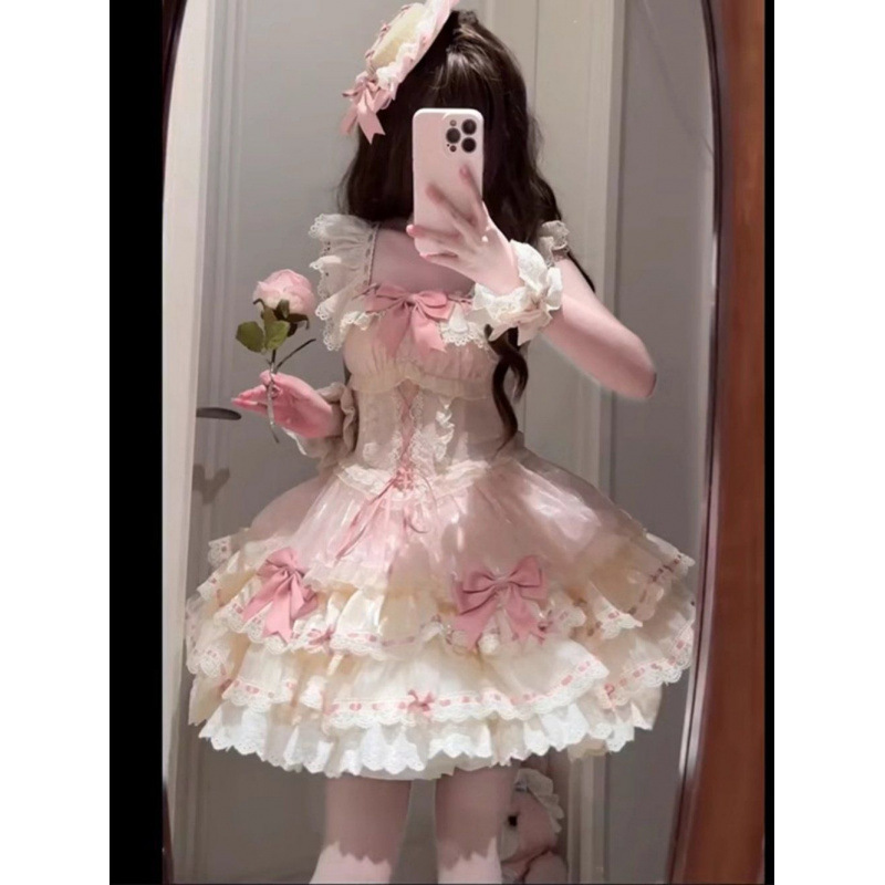 甘くてかわいいロリータロリータバレエプリンセスケーキドレス夏の新しいファッションスタイルふわふわプリンセスドレス|undefined