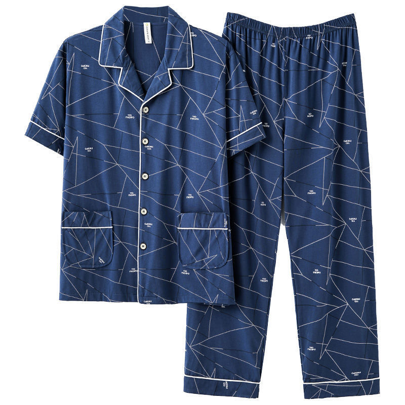 Pijamas de verano de algodón de los hombres pantalones de manga corta de algodón de los hombres de algodón delgado de verano más tamaño de media manga de los hombres homewear