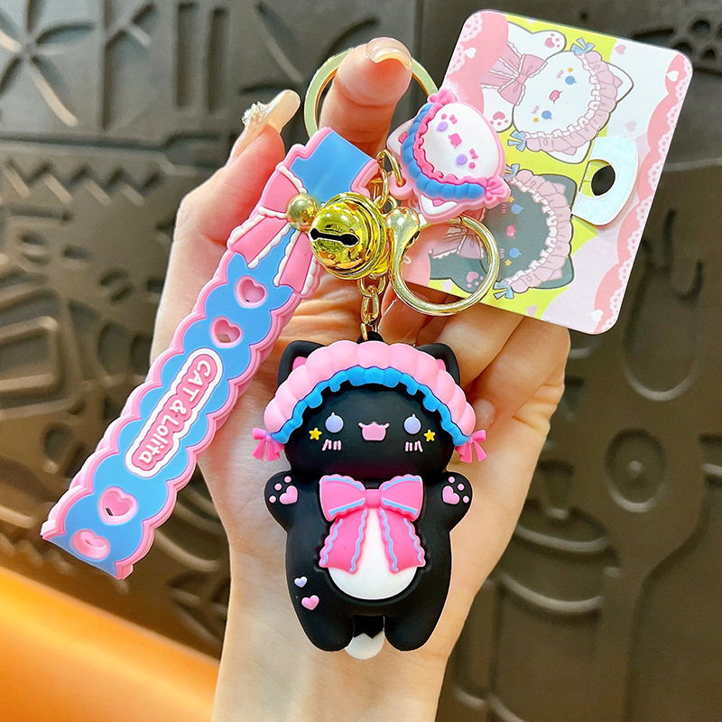 Círculos animados Panda Keychain cute pegamento suave Panda Keychain bolsos colgantes agarrar regalos al por mayor
