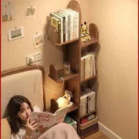 Книжная полка из цельного дерева, угловая книжная полка для спальни, кактус, напольная книжная полка, угловая полка для хранения, напольная полка для хранения, домашняя детская книжная полка
