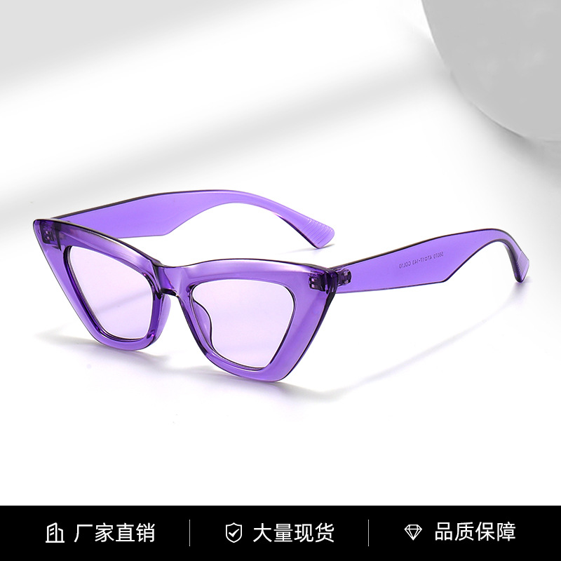 欧美时尚辣妹猫眼个性墨镜抗紫外线太阳镜小众跨境外销个性风潮女