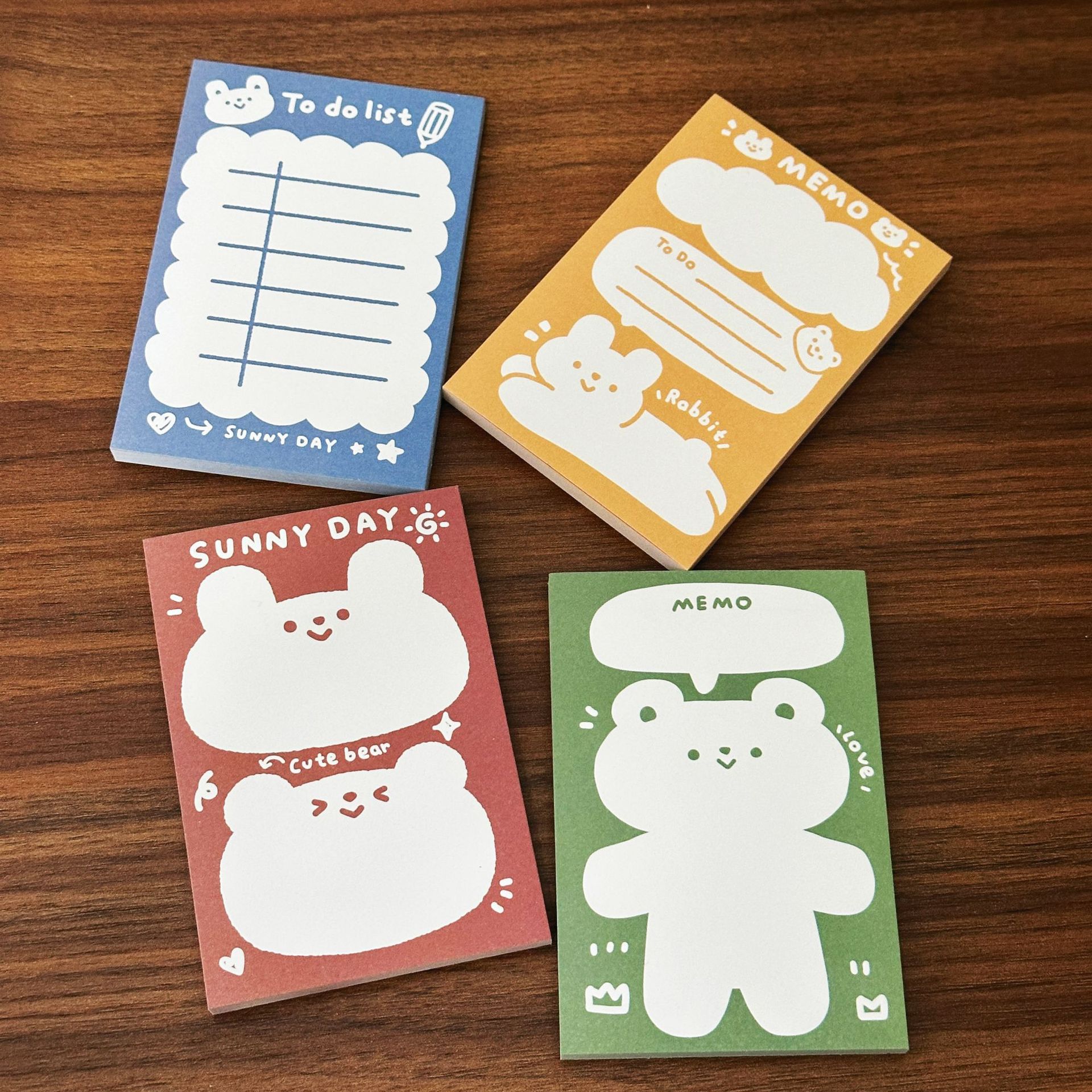 원래 그림 귀여운 곰 복고풍 눈물 메모장 간단한 손 계정 학습 메모 계획 펀치 카드 소재 종이