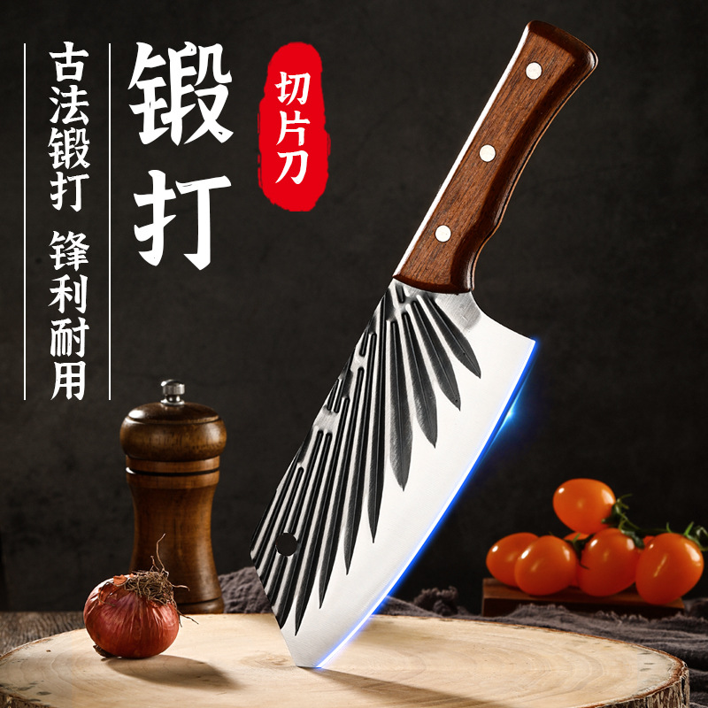 Folding light-duty vegetable cutting kitchen home use pineapple wood handle sharp chef knife vegetable slicing knife meat slicing knife
