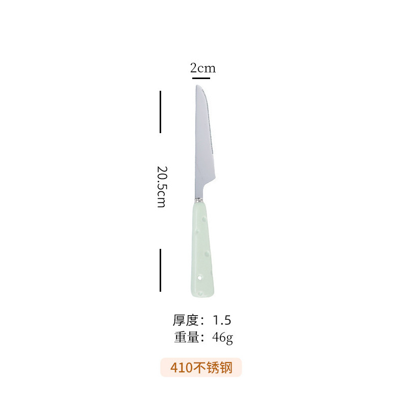 304ステンレスナイフフォークスプーン4点セット高颜値チーズ柄洋食食器家庭用ステーキナイフフォークデザートスプーン|undefined