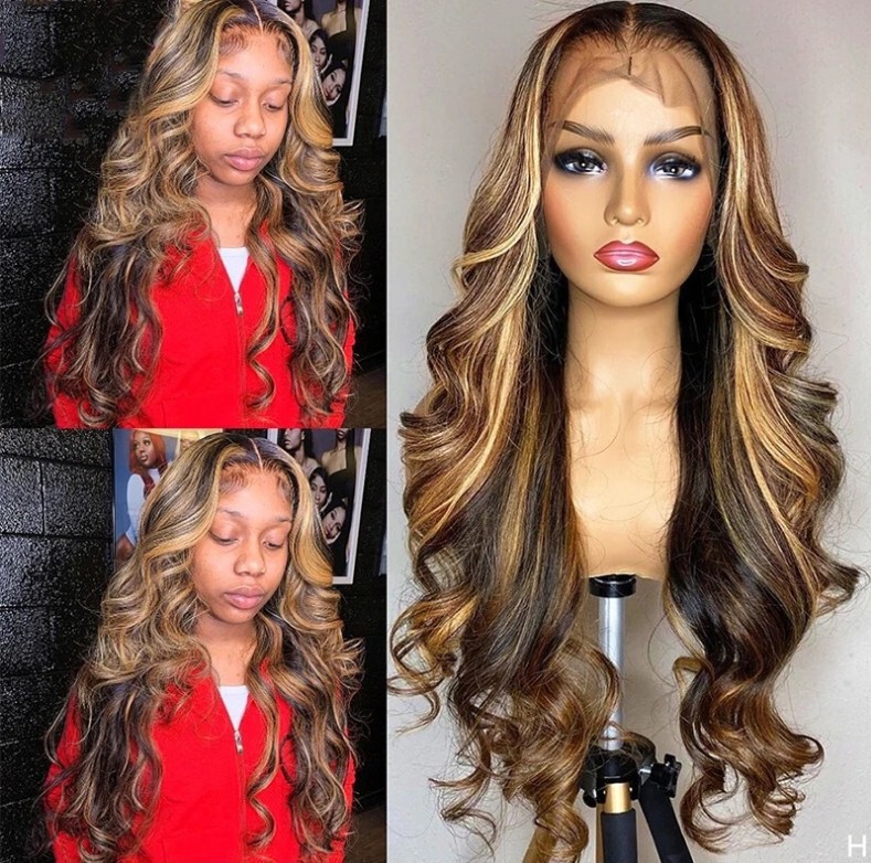 Foreign Trade Cross-Border Amazon Aliexpress Women's Wig Long Curly Hair Middle Parted Bangs Red Wig Manufacturer Wholesale