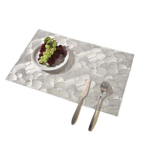 New Chinese-style PVC hollow irregular texture dinner mat, Tencel solid color gold-plated lightweight luxury heat-insulating table mat