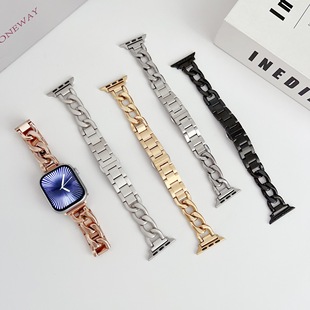 Suitable for Apple Single Row Denim Chain Stainless Steel Fashion Strap Apple Watchs10/9/8/Se/7/6