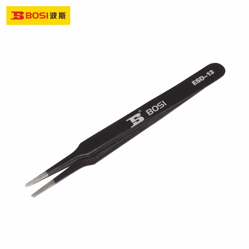波斯工具不锈钢防静电宽头镊子120mm BS459032